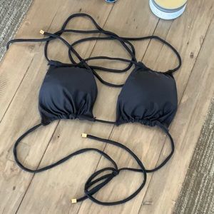 Strappy black string bikini top